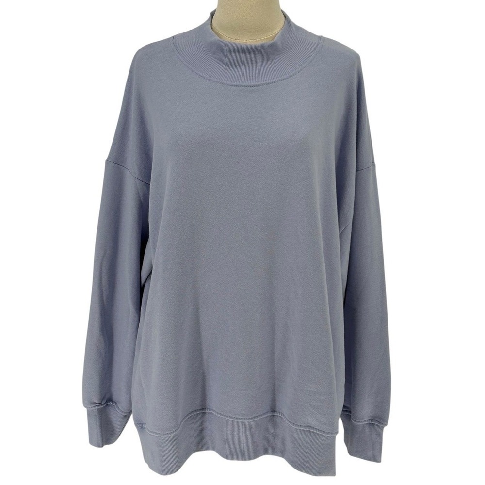 Originality Mock Neck Sweatshirt Periwinkle Blue Drop Shoulder Large